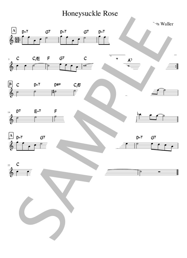 Honeysuckle rose in C (ファッツ・ウォーラー) / メロディ その他 - サンプル譜面 1/1