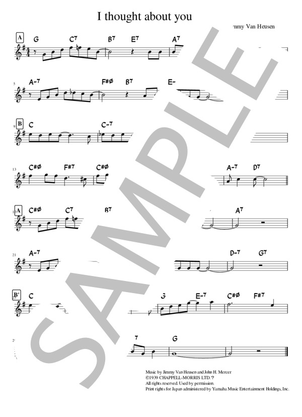 ビッグバンド楽譜「I Thought About You」 Anchor Music • I Thought About You SATB / SAAB