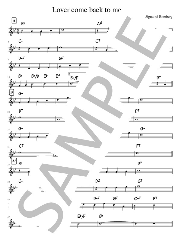 Lover come back to me in B♭ (シグマンド・ロンバーグ) / メロディ その他 - サンプル譜面 1/1