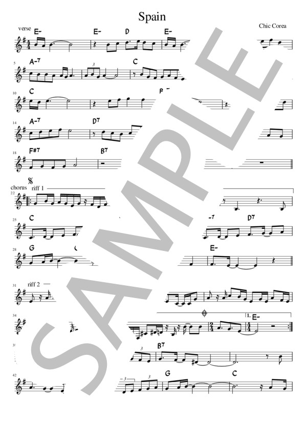 楽譜】Spain in Em / チック・コリア (メロディ / その他