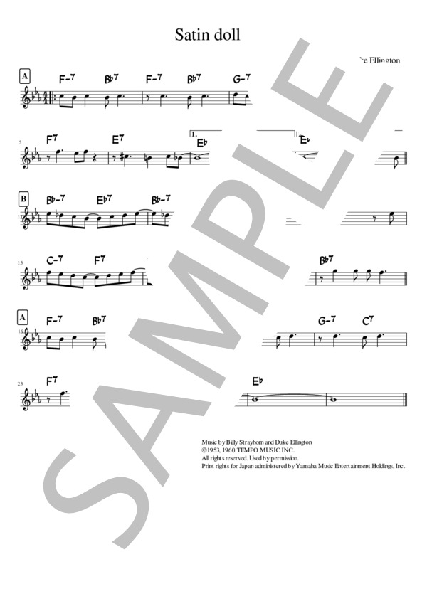 Satin ボーカル ビッグバンド譜面:Satin Doll Doll