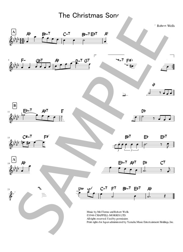 The Christmas song in A♭ (メル・トーメ) / メロディ その他 - サンプル譜面 1/1