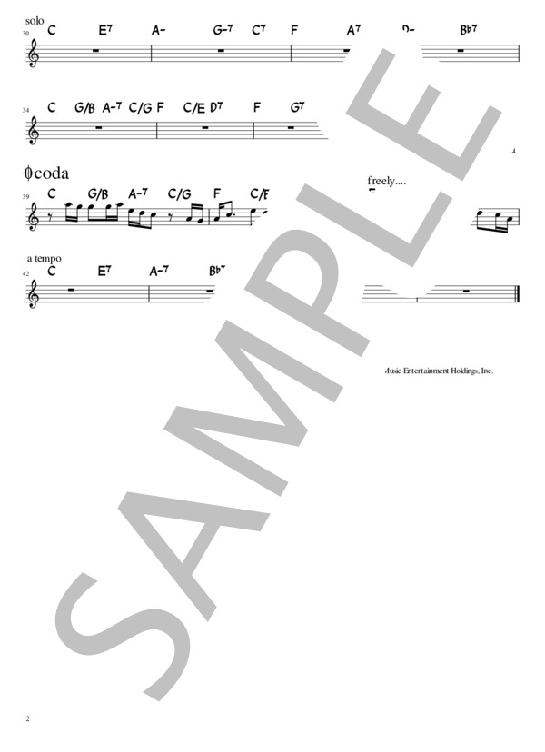 New York state of mind in C (ビリー・ジョエル) / メロディ その他 - サンプル譜面 2/2