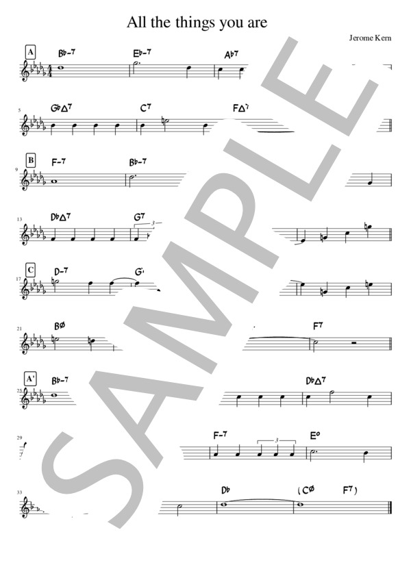オールザシングスユーアーin D♭ (ジェローム・カーン) / メロディ その他 - サンプル譜面 1/1