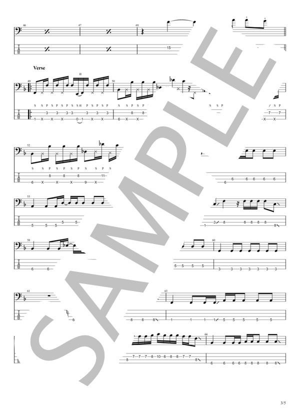 常識の範疇 (ハンブレッダーズ) / エレキベース 初〜中級 - サンプル譜面 3/5