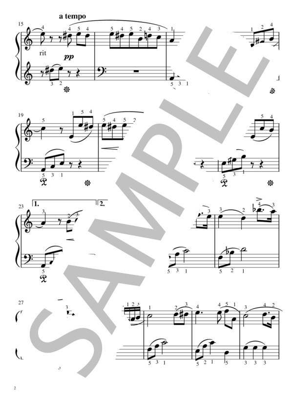 エリーゼのために（初級編) Op.173 (ベートーベン) / ピアノソロ 初級 - サンプル譜面 2/5