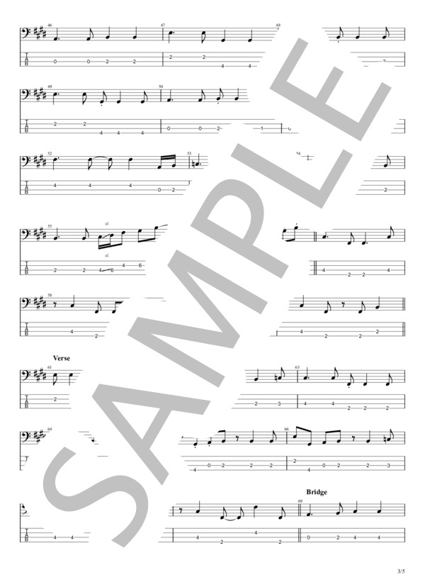 楽譜】風をあつめて / はっぴいえんど (エレキベース / 初〜中級