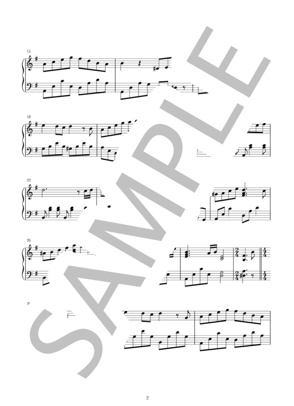 風の丘 (久石 譲) / ピアノソロ 中級 - サンプル譜面 2/4