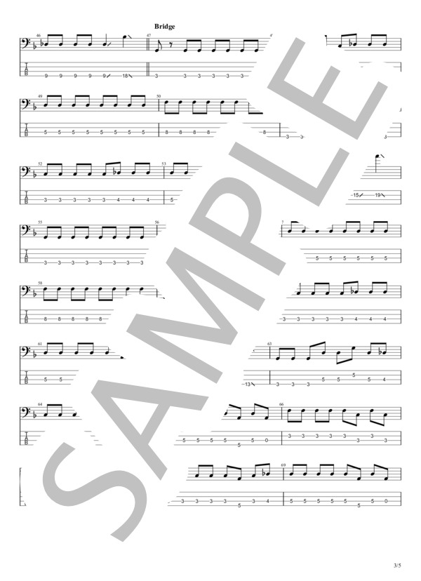 うわさのケムリの女の子 (フレデリック) / エレキベース 初〜中級 - サンプル譜面 3/5