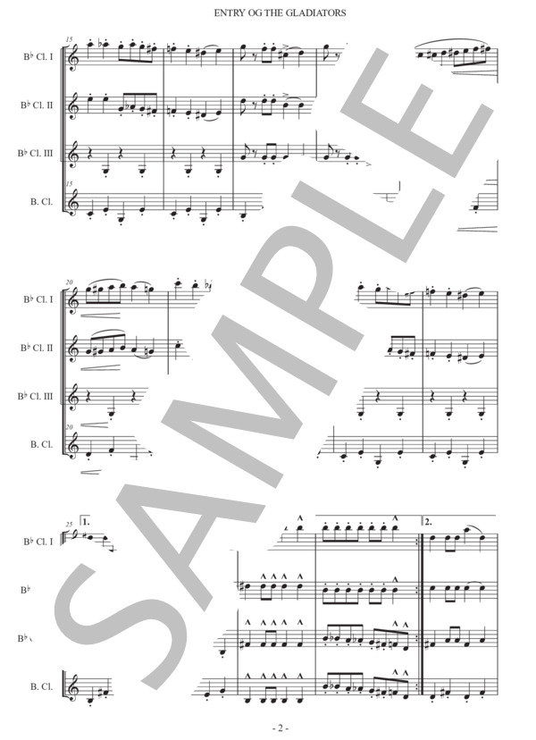 フチーク「剣闘士の入場」クラリネット四重奏版 (ユリウス・フチーク) / 初〜中級 - サンプル譜面 2/5