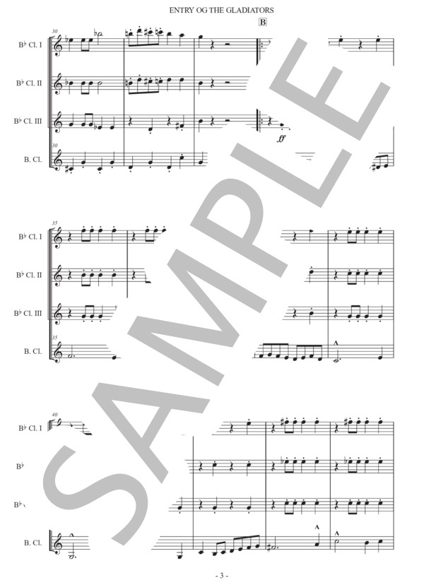 フチーク「剣闘士の入場」クラリネット四重奏版 (ユリウス・フチーク) / 初〜中級 - サンプル譜面 3/5