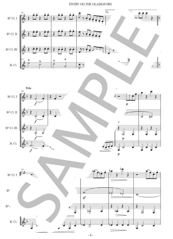 フチーク「剣闘士の入場」クラリネット四重奏版 (ユリウス・フチーク) / 初〜中級 - サンプル譜面 4/5