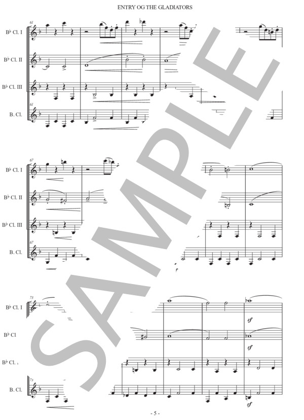 フチーク「剣闘士の入場」クラリネット四重奏版 (ユリウス・フチーク) / 初〜中級 - サンプル譜面 5/5