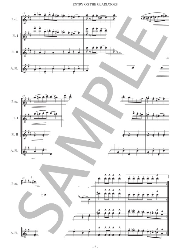 フチーク「剣闘士の入場」フルート四重奏版 (ユリウス・フチーク) / 初〜中級 - サンプル譜面 2/5