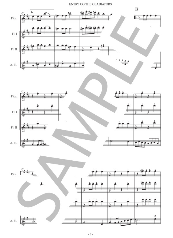 フチーク「剣闘士の入場」フルート四重奏版 (ユリウス・フチーク) / 初〜中級 - サンプル譜面 3/5