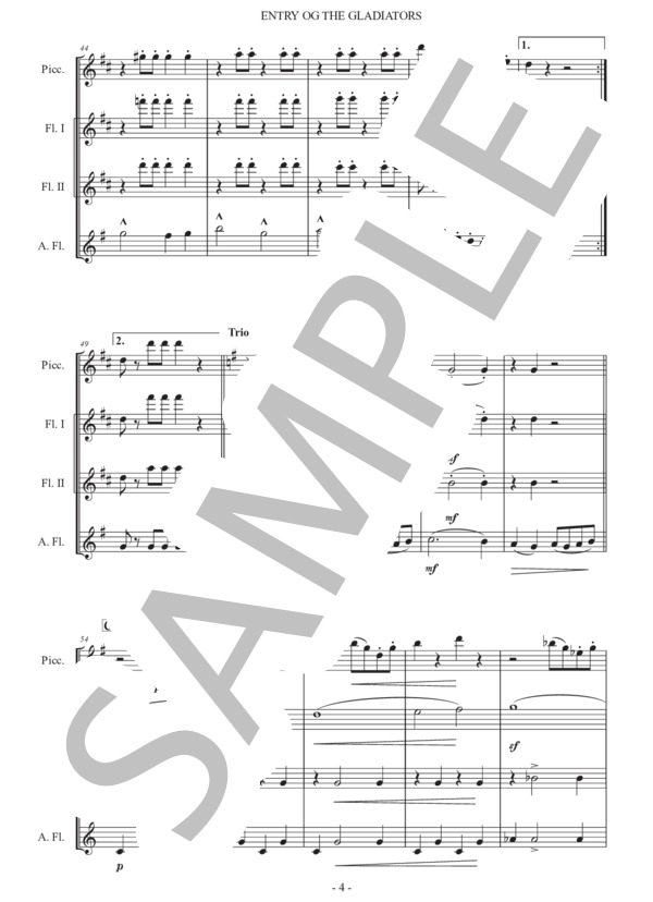 フチーク「剣闘士の入場」フルート四重奏版 (ユリウス・フチーク) / 初〜中級 - サンプル譜面 4/5