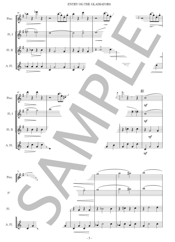 フチーク「剣闘士の入場」フルート四重奏版 (ユリウス・フチーク) / 初〜中級 - サンプル譜面 5/5