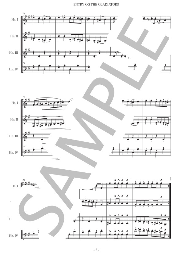 フチーク「剣闘士の入場」ホルン四重奏版 (ユリウス・フチーク) / 初〜中級 - サンプル譜面 2/5