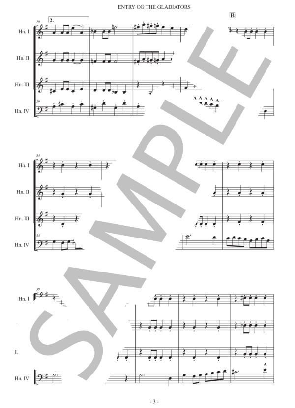 フチーク「剣闘士の入場」ホルン四重奏版 (ユリウス・フチーク) / 初〜中級 - サンプル譜面 3/5