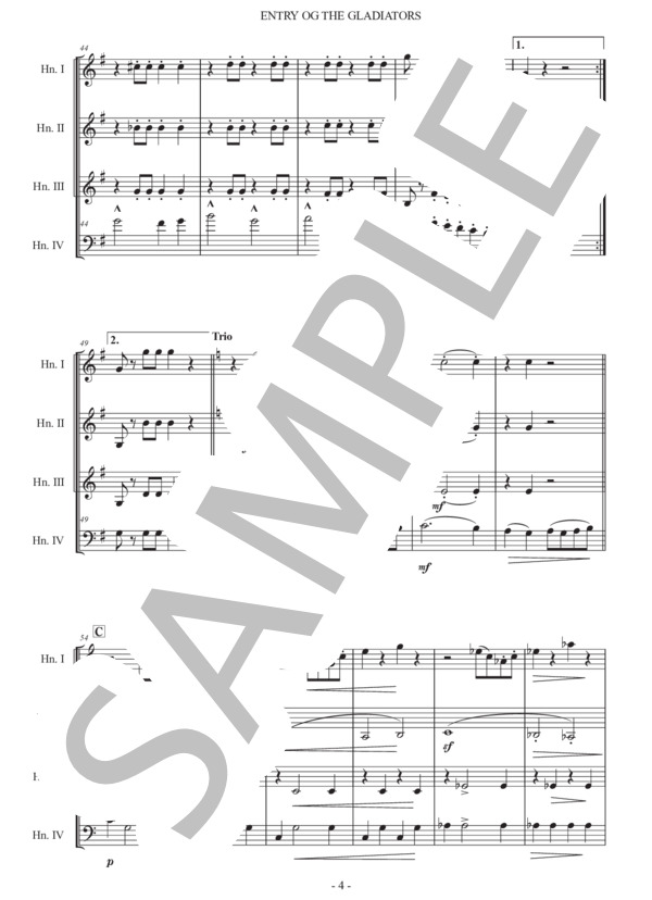 フチーク「剣闘士の入場」ホルン四重奏版 (ユリウス・フチーク) / 初〜中級 - サンプル譜面 4/5