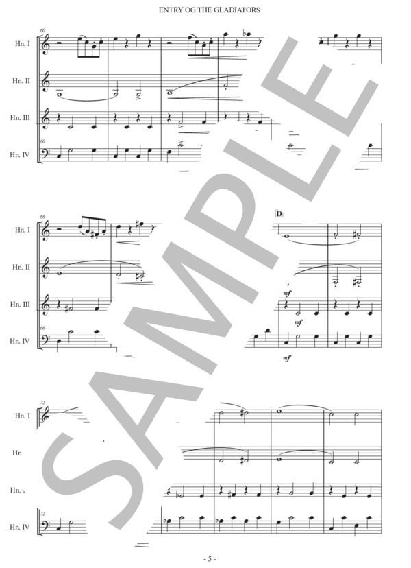 フチーク「剣闘士の入場」ホルン四重奏版 (ユリウス・フチーク) / 初〜中級 - サンプル譜面 5/5