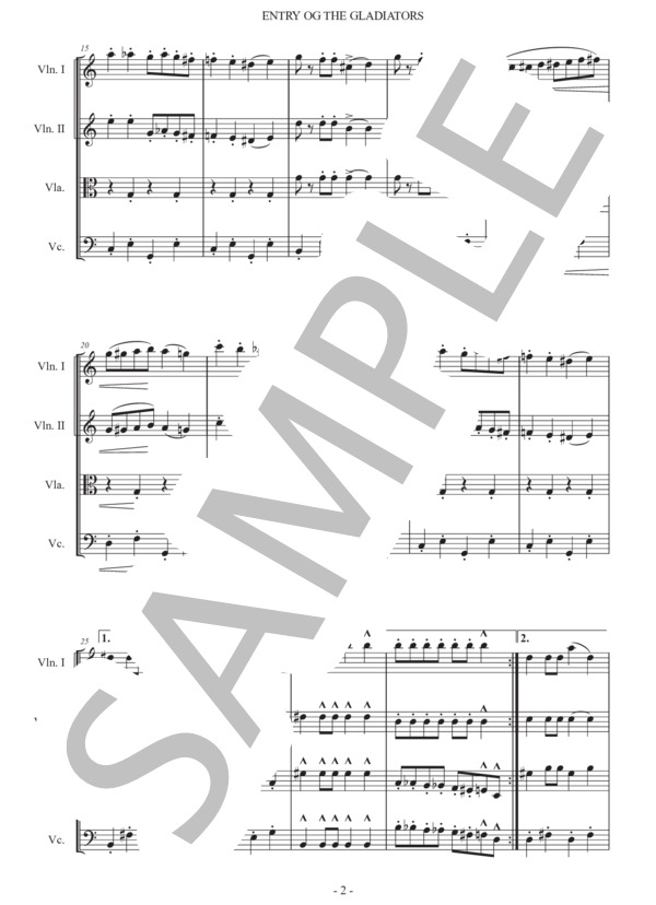 フチーク「剣闘士の入場」弦楽四重奏版 (ユリウス・フチーク) / 初〜中級 - サンプル譜面 2/5
