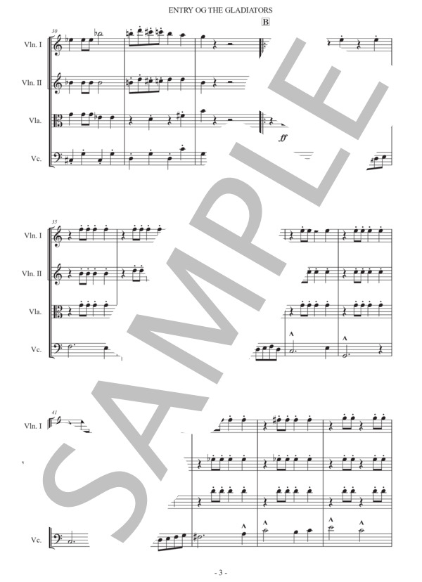 フチーク「剣闘士の入場」弦楽四重奏版 (ユリウス・フチーク) / 初〜中級 - サンプル譜面 3/5