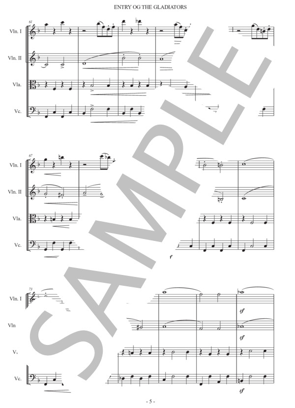 フチーク「剣闘士の入場」弦楽四重奏版 (ユリウス・フチーク) / 初〜中級 - サンプル譜面 5/5