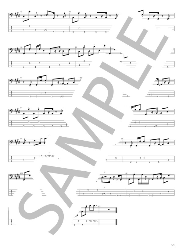 killer tune kills me (キリンジ) / エレキベース 中級 - サンプル譜面 5/5