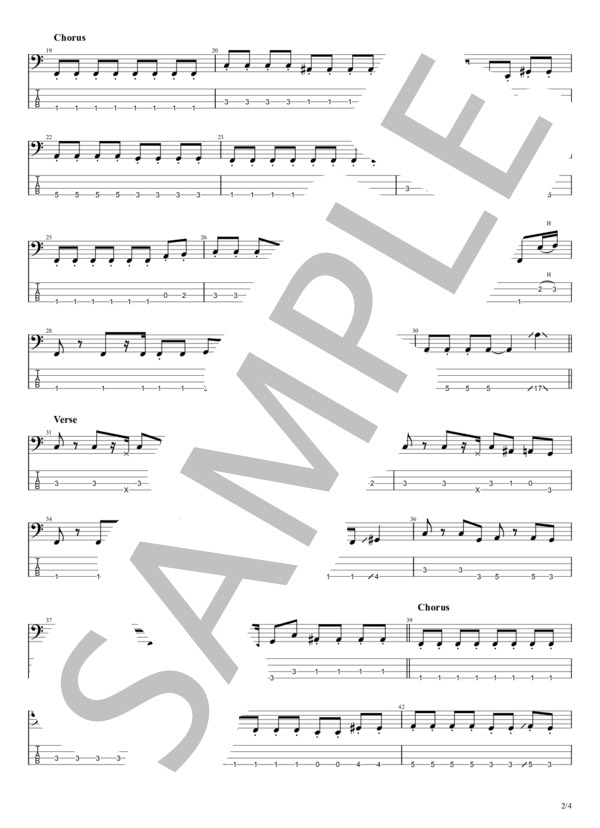 君の顔が好きだ (斉藤 和義) / エレキベース 中級 - サンプル譜面 2/4