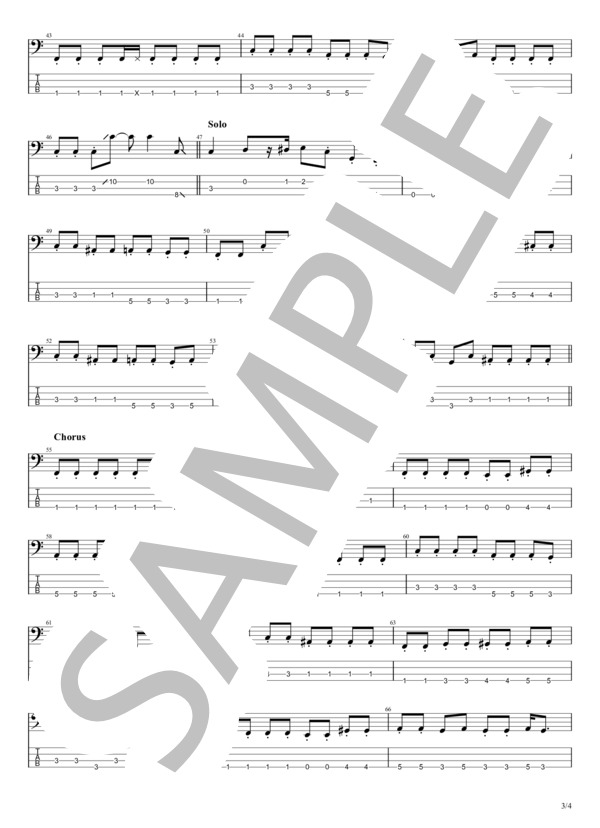 君の顔が好きだ (斉藤 和義) / エレキベース 中級 - サンプル譜面 3/4