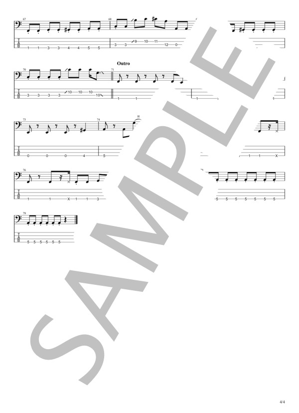 君の顔が好きだ (斉藤 和義) / エレキベース 中級 - サンプル譜面 4/4