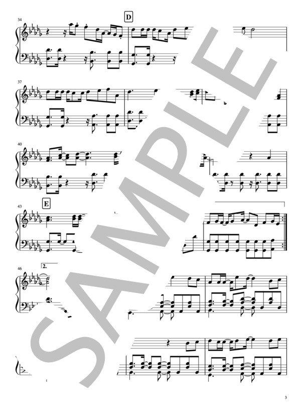 「#1 Girl」ピアノソロ (Kis-My-Ft2) / 中級 - サンプル譜面 3/4