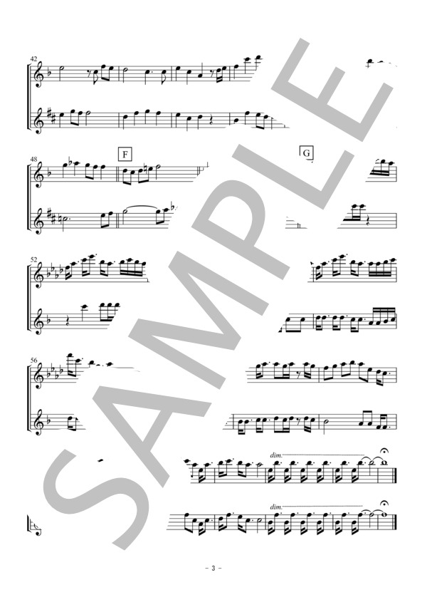 Lemon(フルート・アルトサックス二重奏 / 無伴奏） (米津 玄師) / アンサンブルパート 初〜中級 - サンプル譜面 3/5