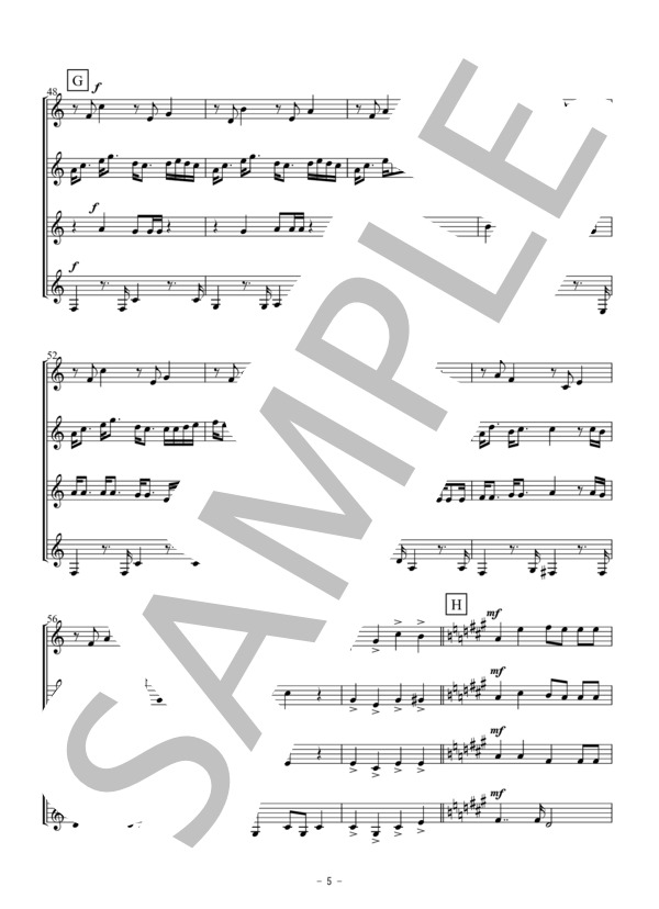 Lemon(クラリネット四重奏） (米津 玄師) / アンサンブル木管 初〜中級 - サンプル譜面 5/5