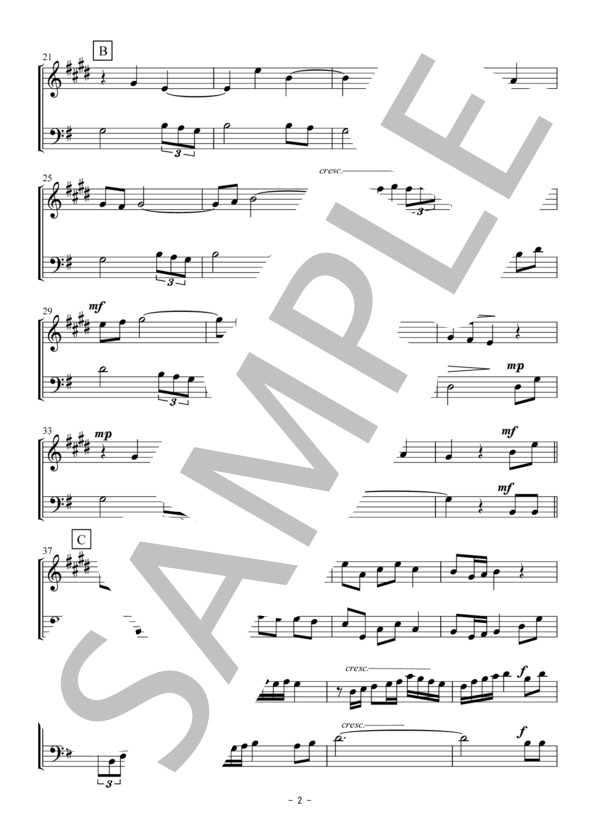 アメージング・グレース / Amazing Grace(アルトサックス・トロンボーン二重奏 / 無伴奏） (Traditional) / 初〜中級 - サンプル譜面 2/5