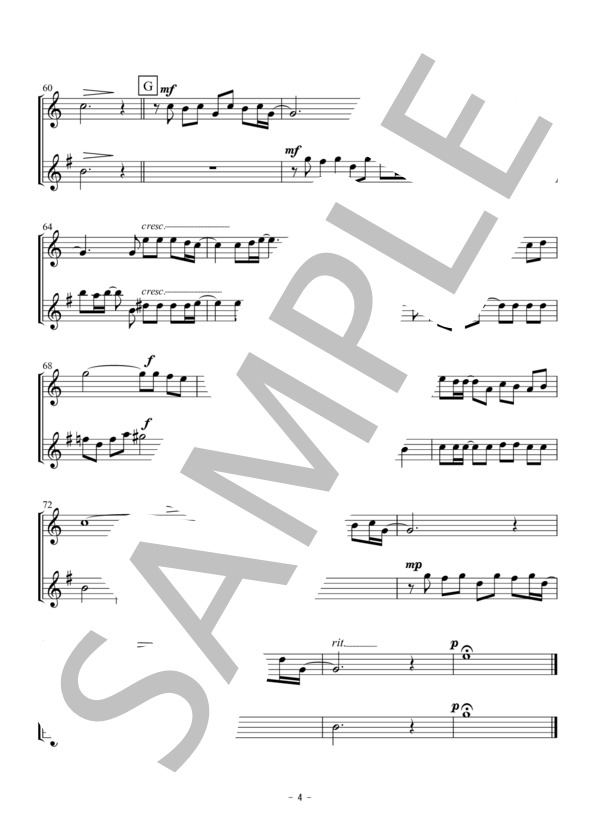 心の瞳～クラリネット（ソプラノサックス）・アルトサックス二重奏 / 無伴奏～ (三木 たかし) / アンサンブル木管 初〜中級 - サンプル譜面 4/5