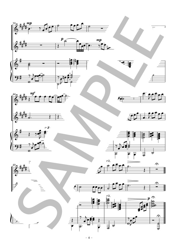 美女と野獣（アルトサックス二重奏） (アラン・メンケン) / アンサンブルピアノ＋他楽器 初〜中級 - サンプル譜面 4/5