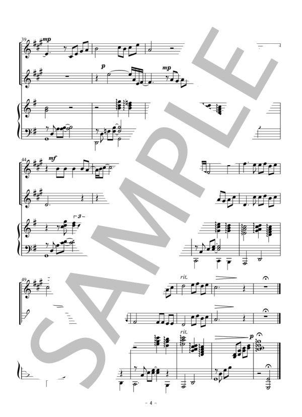 美女と野獣（トランペットorクラリネット二重奏） (アラン・メンケン) / アンサンブルピアノ＋他楽器 初〜中級 - サンプル譜面 4/5