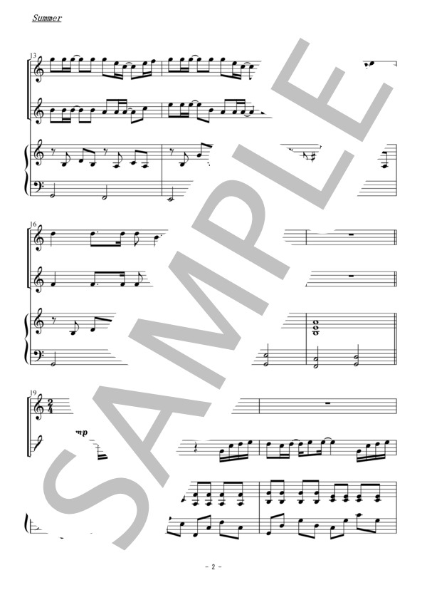 Summer(ヴァイオリン二重奏） (久石 譲) / 初〜中級 - サンプル譜面 2/5