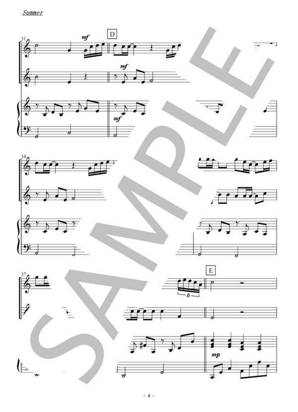 Summer(ヴァイオリン二重奏） (久石 譲) / 初〜中級 - サンプル譜面 4/5