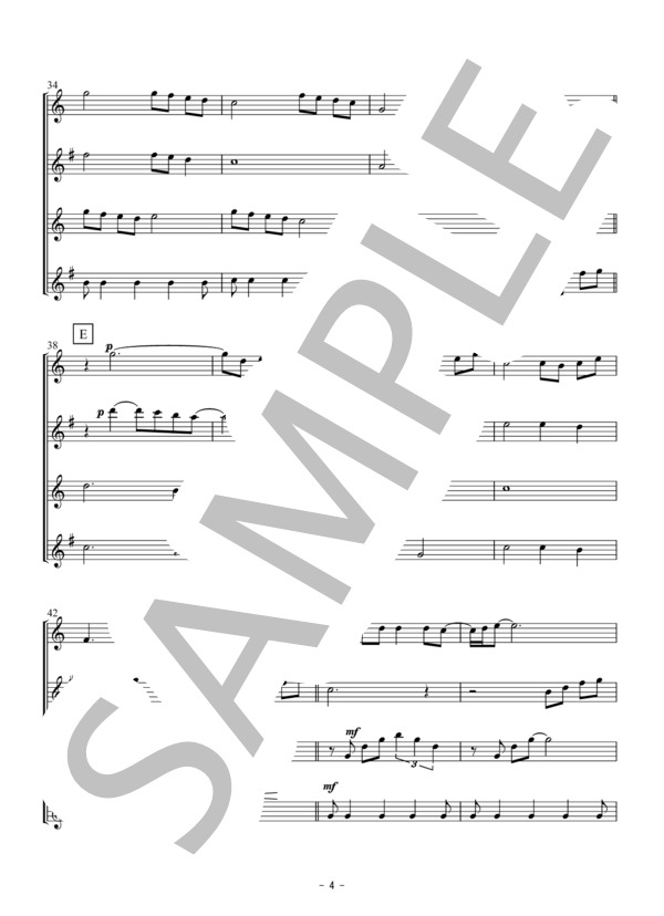 美女と野獣（サクソフォン四重奏） (ピーボ・ブライソン) / アンサンブル木管 初〜中級 - サンプル譜面 4/5