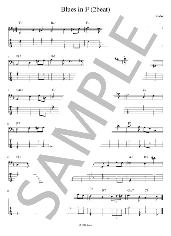 Blues in F / エレキベース 初〜中級 - サンプル譜面 1/3