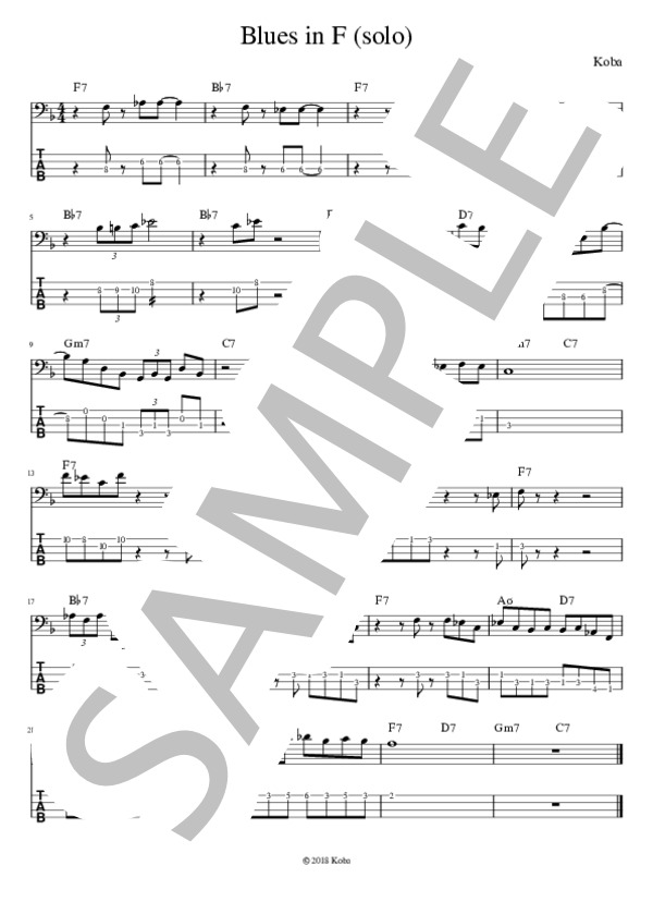 Blues in F / エレキベース 初〜中級 - サンプル譜面 3/3