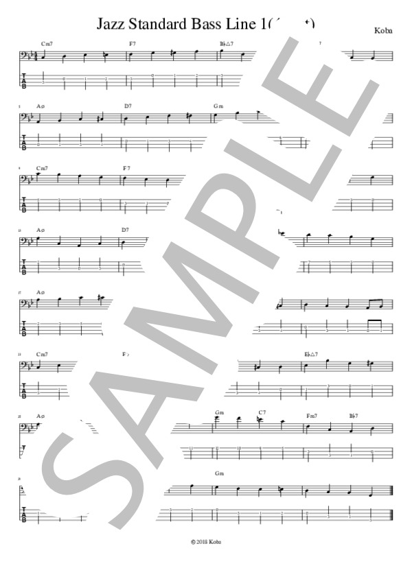 Jazz Standard Bass Line 1 / エレキベース 初〜中級 - サンプル譜面 2/2