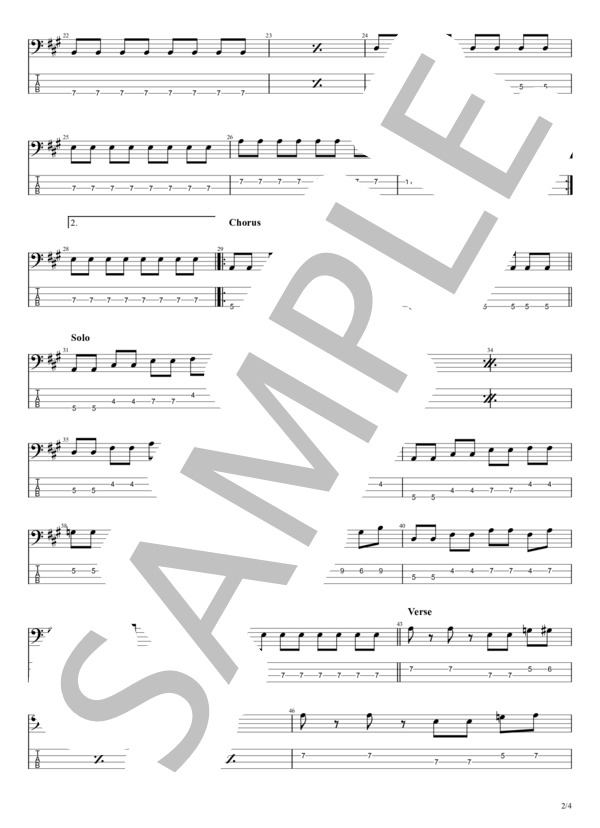 恋のダイヤル6700 (フィンガー5) / エレキベース 初〜中級 - サンプル譜面 2/4