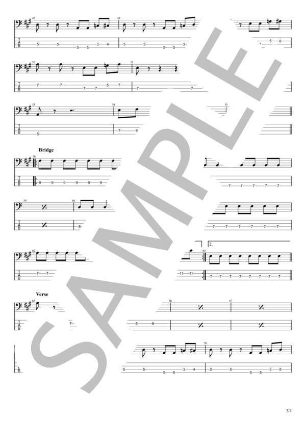 恋のダイヤル6700 (フィンガー5) / エレキベース 初〜中級 - サンプル譜面 3/4