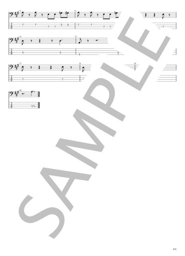 恋のダイヤル6700 (フィンガー5) / エレキベース 初〜中級 - サンプル譜面 4/4