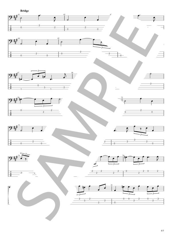 恋しくて (BEGIN) / エレキベース 中級 - サンプル譜面 4/5