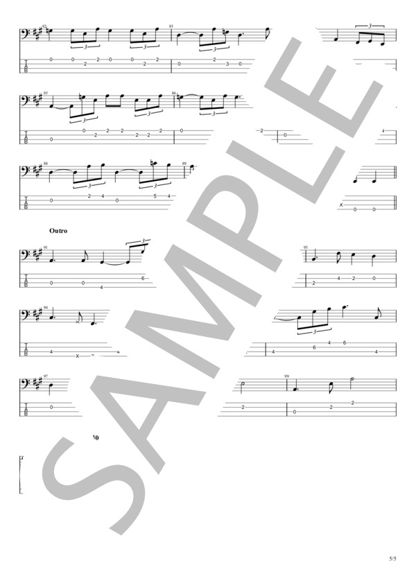 恋しくて (BEGIN) / エレキベース 中級 - サンプル譜面 5/5